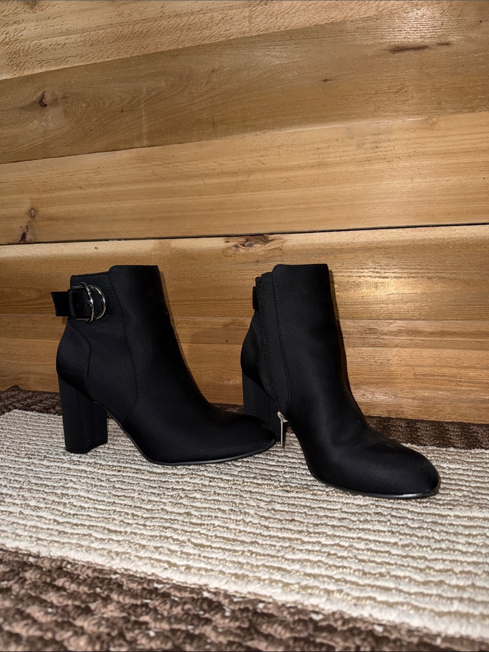 Women's Black Ankle Boots with Block Heel